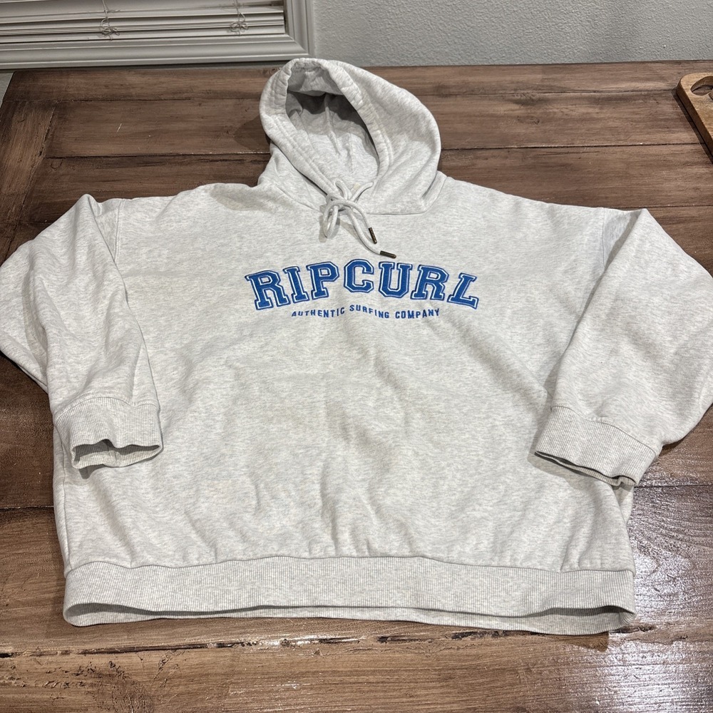 Rip‎ Curl Gray Hoodie Live The Search Size M Embroidered Heavy